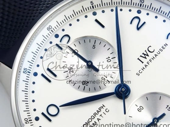 MIROTIME 0412 Casual Portuguese Chrono IW3716 Z+F 1:1 Best Edition White Dial on Blue Rubber Strap A 7016